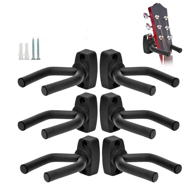 VEIDIA 6 Pcs Guitar Hangers Keep Hook Holder Wall Mount for All Size Guitars, Bass, Mandolin, Banjo - Image 1